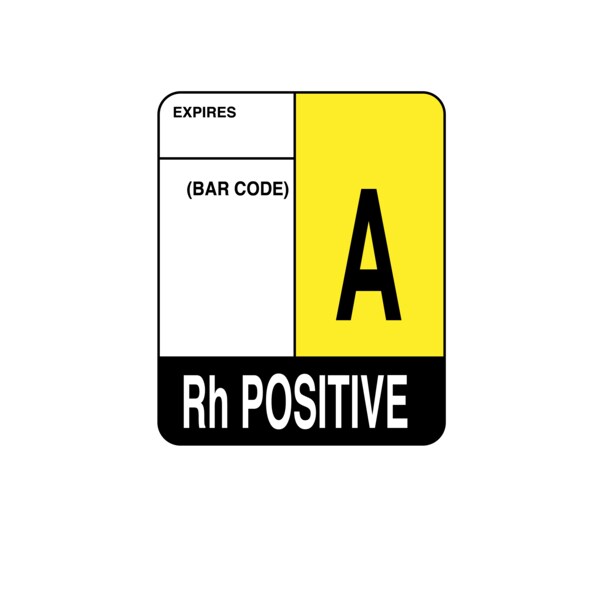Label, A Rh Positive 2" x 1-5/8" White w/Yellow & Black